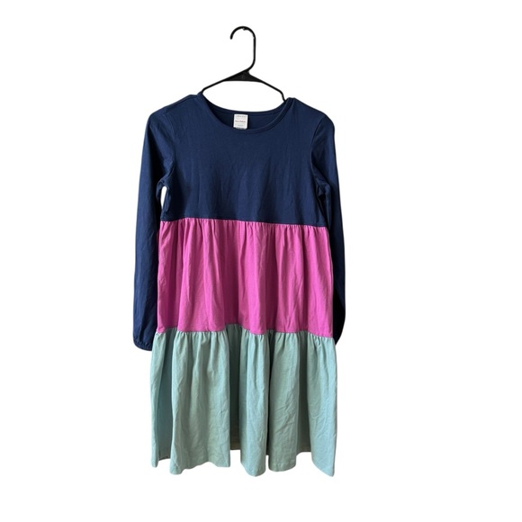 Hanna Anderson Girls Color Block Twirl Dress Size 12 Multi-Color Casual Tiered - Picture 9 of 9